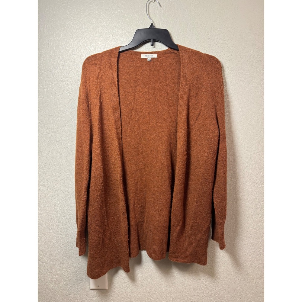 Madewell Rust Orange Open Front Cardigan Sweater Womens Medium Side Slit Knit